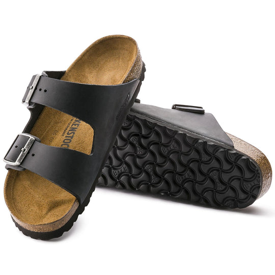 Birkenstock Arizona Black Oiled Leather Sandals - Regular