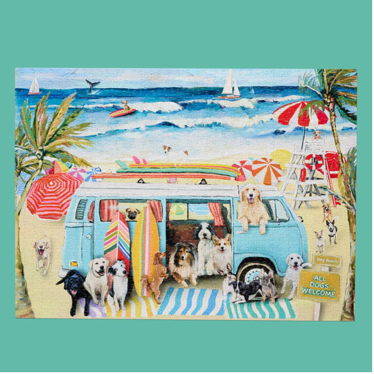 Werk Shoppe Doggie Surf School 1000 Piece Puzzle