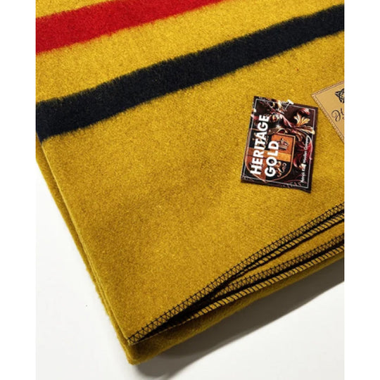Patrick King Woollen Company - Heritage Gold Heavy Striped Wool Blanket