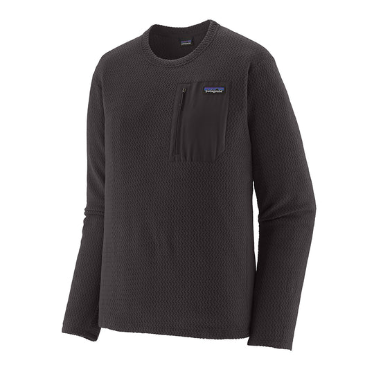 Black fleece pullover with a brand logo on a white background