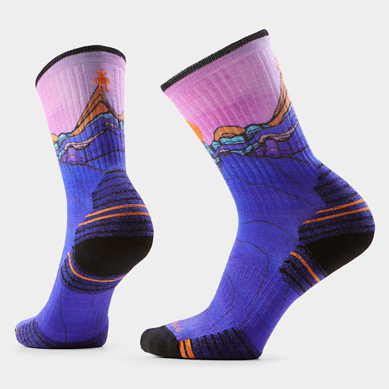 Women’s Hike Targeted Cushion Mountain Sunrise Print Crew Socks