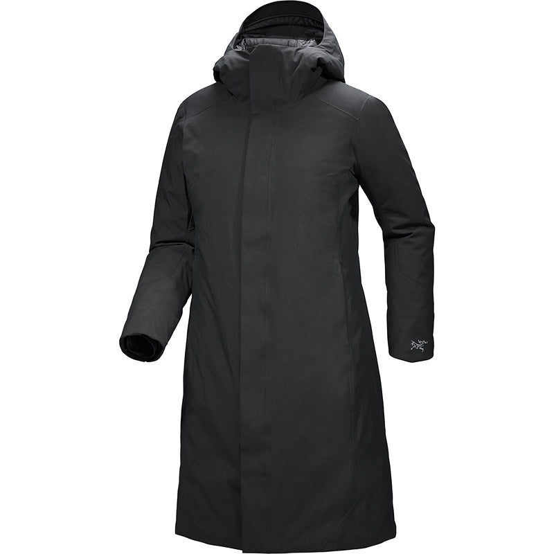 Black winter coat on a white background