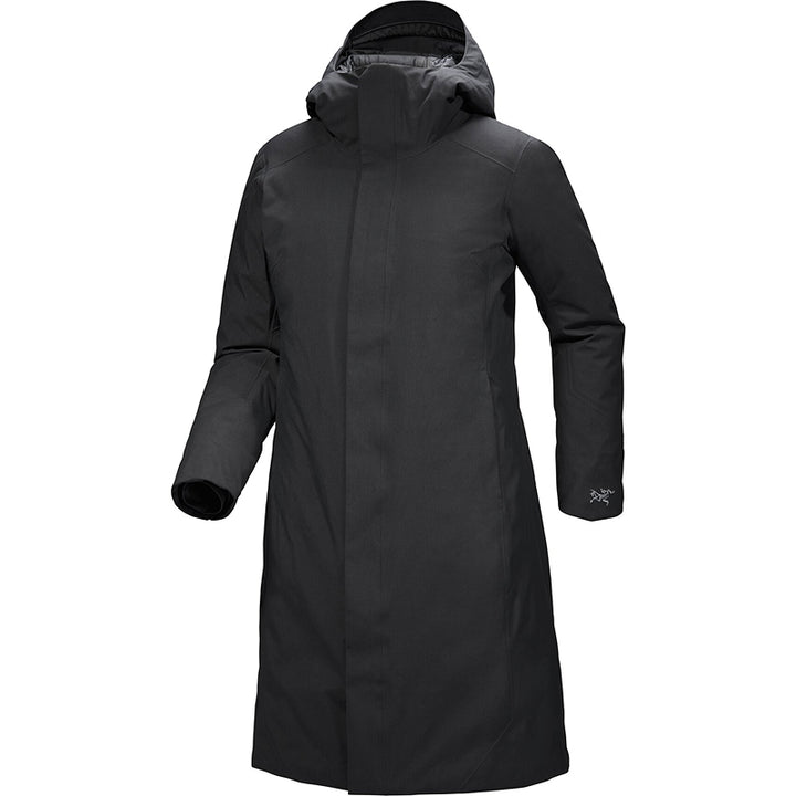 Black winter coat on a white background
