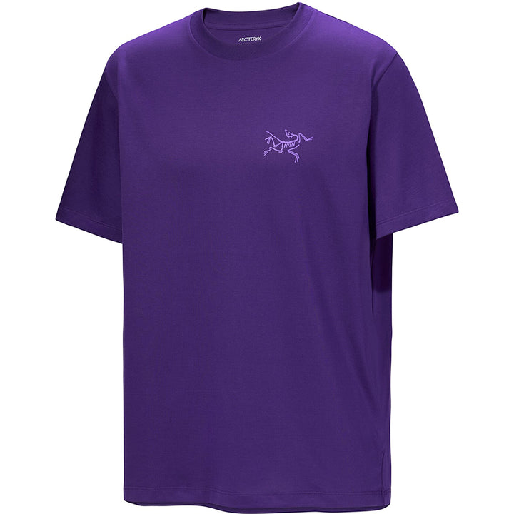Purple t-shirt with a logo on a white background