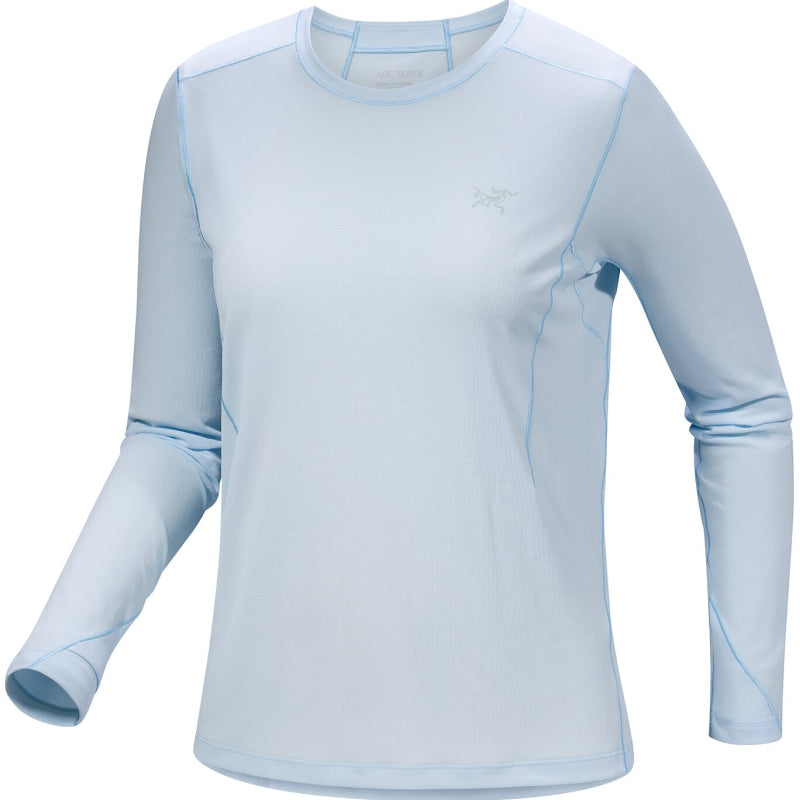 Light blue long-sleeve shirt with a brand logo on a white background