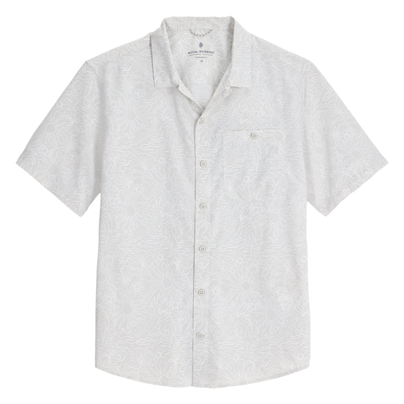Short-sleeve button-up shirt on a white background