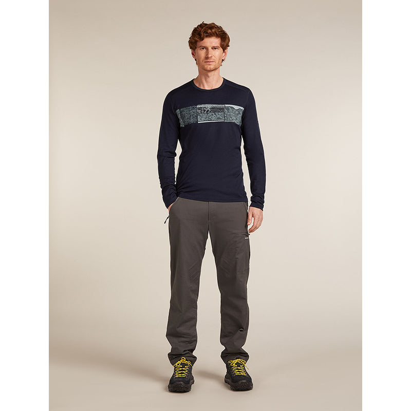 Icebreaker Men's Merino 200 Oasis Long Sleeve Crew Thermal Top Elevation Line