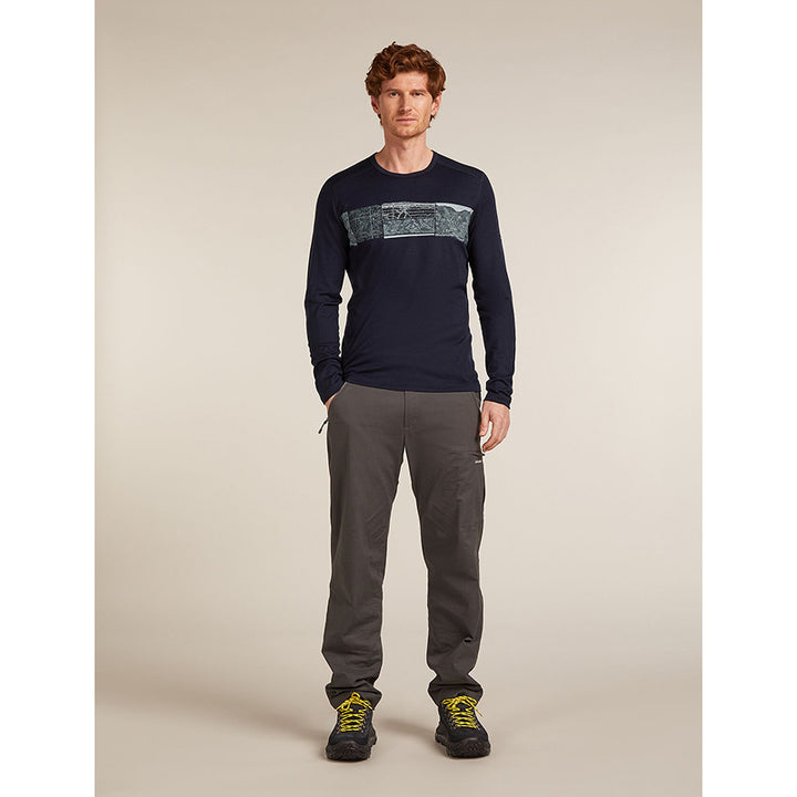 Icebreaker Men's Merino 200 Oasis Long Sleeve Crew Thermal Top Elevation Line