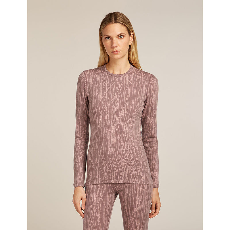 Icebreaker Women's Merino 260 Tech Vertex Long Sleeve Crew Thermal Top Delta Lines