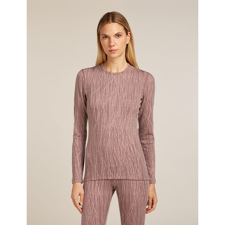 Icebreaker Women's Merino 260 Tech Vertex Long Sleeve Crew Thermal Top Delta Lines