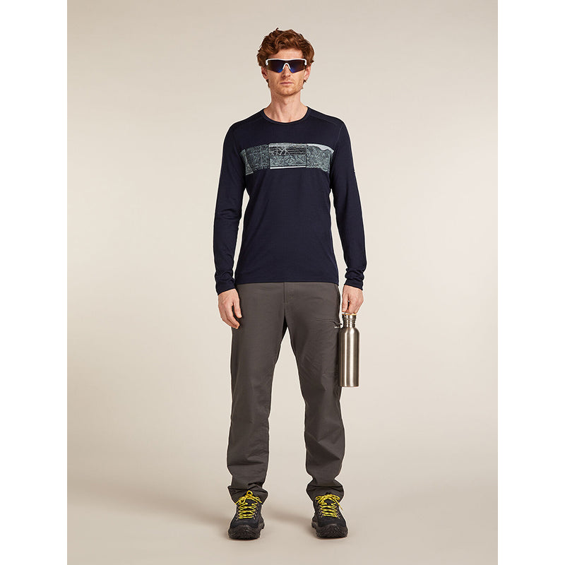 Icebreaker Men's Merino 200 Oasis Long Sleeve Crew Thermal Top Elevation Line