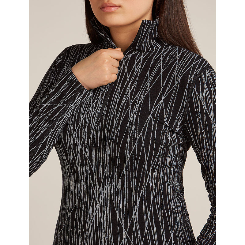 Icebreaker Women's Merino 260 Tech Vertex Long Sleeve Half Zip Thermal Top Delta Lines