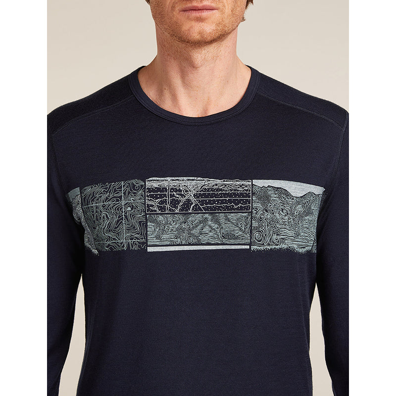 Icebreaker Men's Merino 200 Oasis Long Sleeve Crew Thermal Top Elevation Line