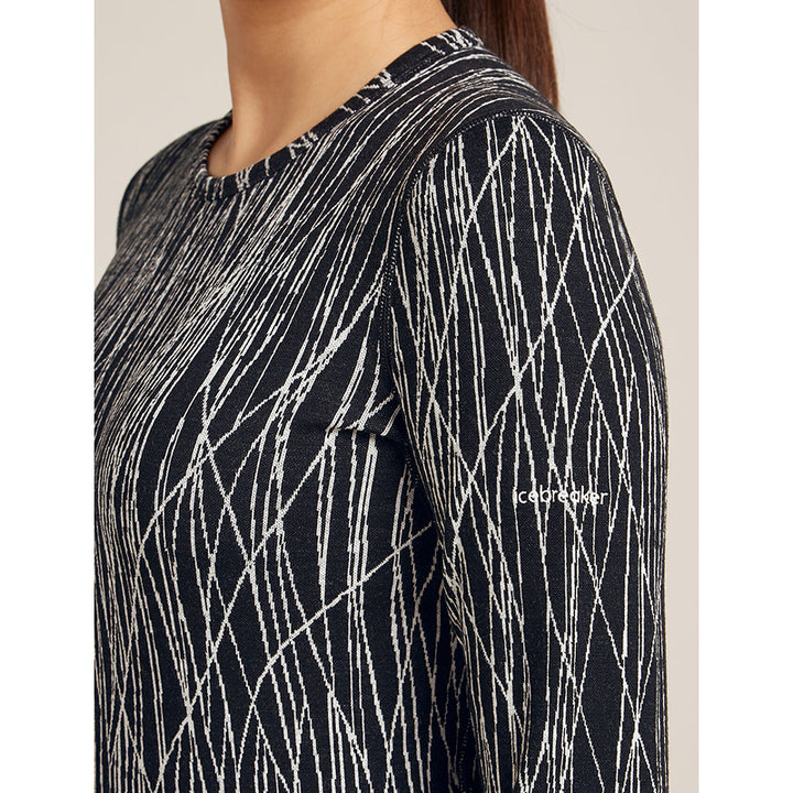 Icebreaker Women's Merino 260 Tech Vertex Long Sleeve Crew Thermal Top Delta Lines