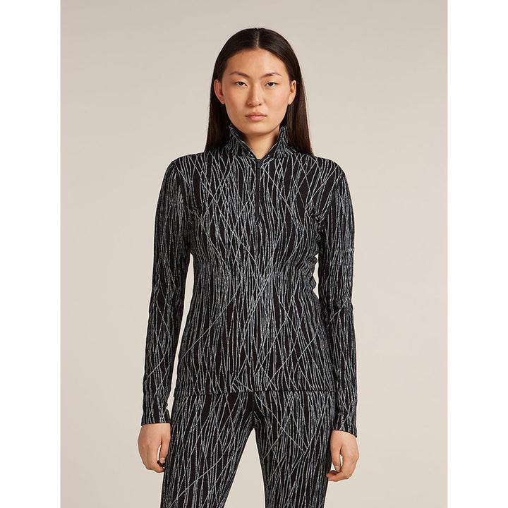 Icebreaker Women's Merino 260 Tech Vertex Long Sleeve Half Zip Thermal Top Delta Lines