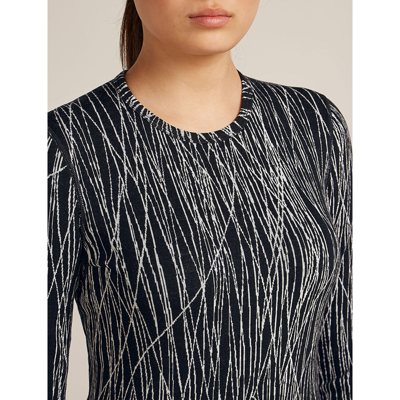 Icebreaker Women's Merino 260 Tech Vertex Long Sleeve Crew Thermal Top Delta Lines