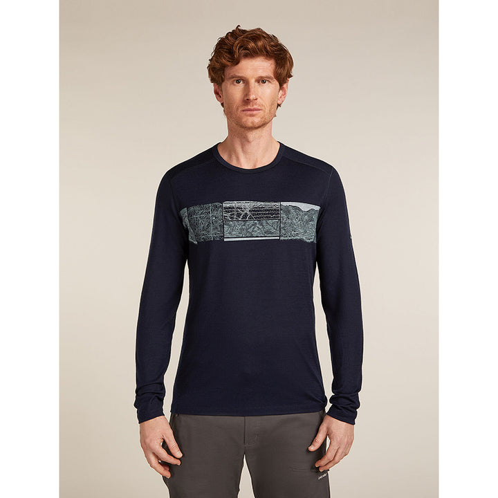 Icebreaker Men's Merino 200 Oasis Long Sleeve Crew Thermal Top Elevation Line
