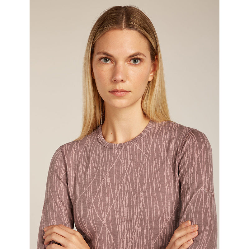 Icebreaker Women's Merino 260 Tech Vertex Long Sleeve Crew Thermal Top Delta Lines