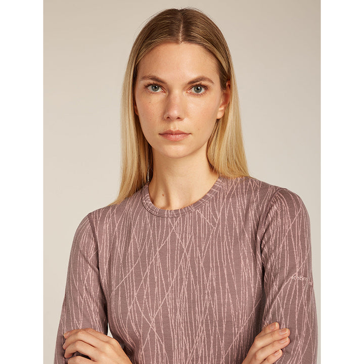 Icebreaker Women's Merino 260 Tech Vertex Long Sleeve Crew Thermal Top Delta Lines