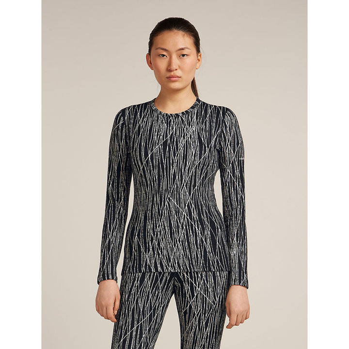 Icebreaker Women's Merino 260 Tech Vertex Long Sleeve Crew Thermal Top Delta Lines