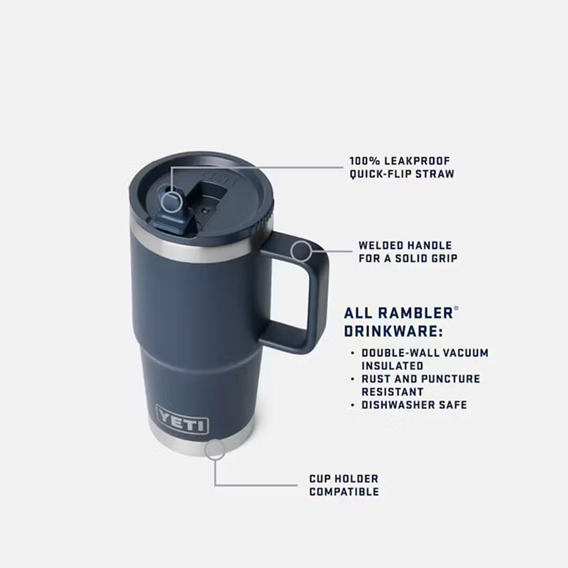 Mug de voyage Yeti Rambler de 590 ml avec couvercle à paille assorti
