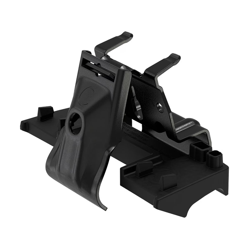 Black plastic bracket on a white background