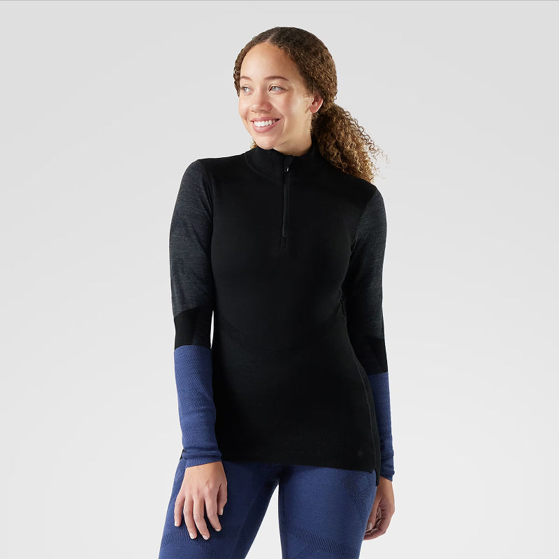 Smartwool Intraknit Thermal Couche de base en mérinos pour femme Colorblock 1/4 Zip