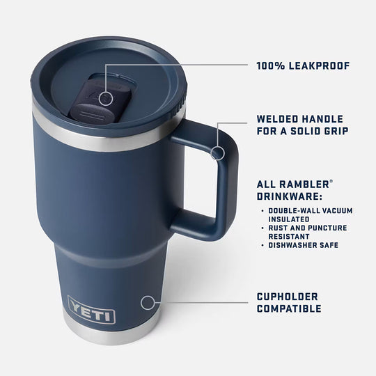 Yeti 30 oz Rambler Travel Mug with colour-matched Leakproof Stronghold™ Lid