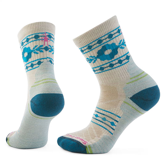 Chaussettes mi-mollet SmartWool pour femmes, style rétro floral, motif randonnée
