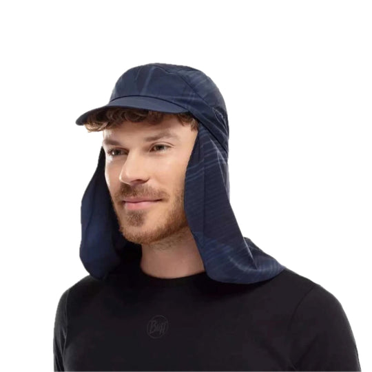 man wearing Buff Pack Sahara Cap navy