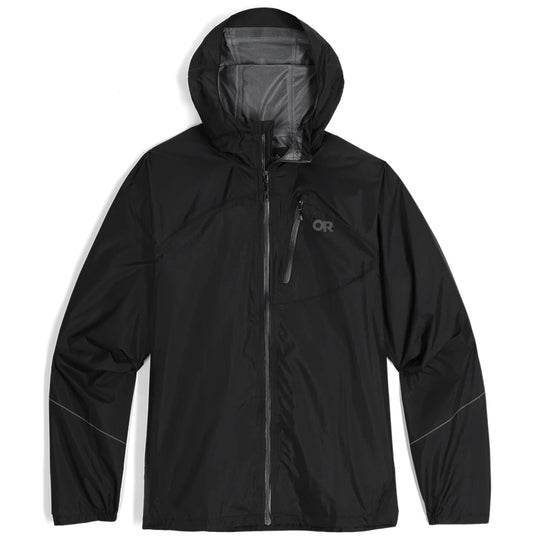 Black jacket with a hood on a white background