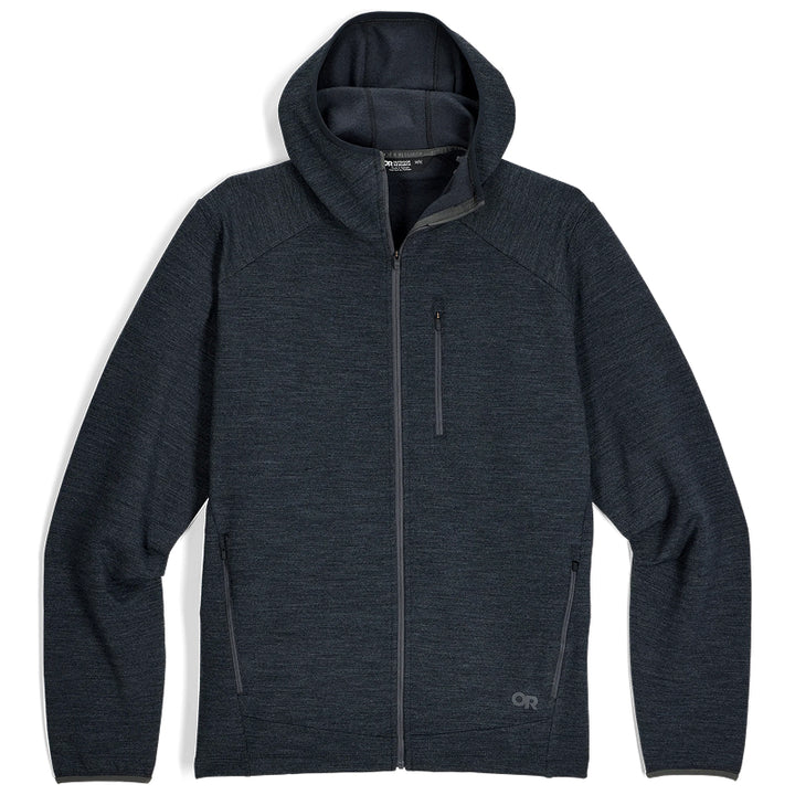 Dark gray hoodie with a brand logo on a white background