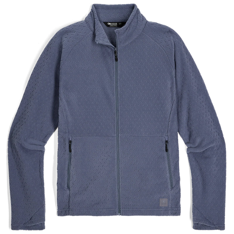 Blue fleece jacket on a white background