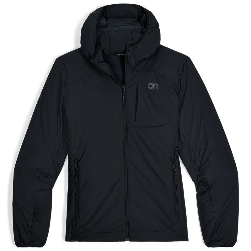 Black jacket with a brand logo on a white background