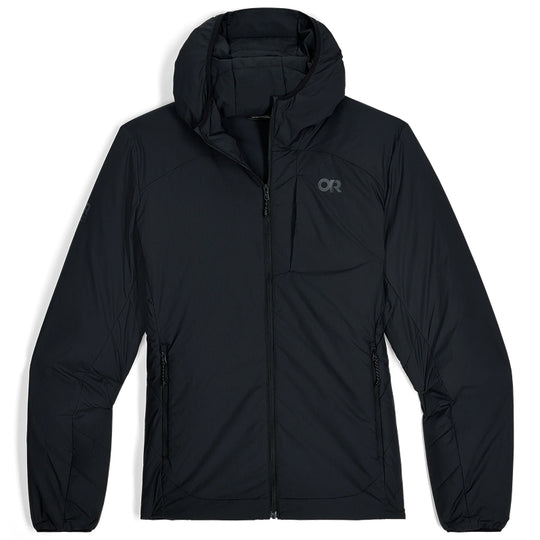 Black jacket with a brand logo on a white background