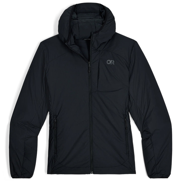 Black jacket with a brand logo on a white background