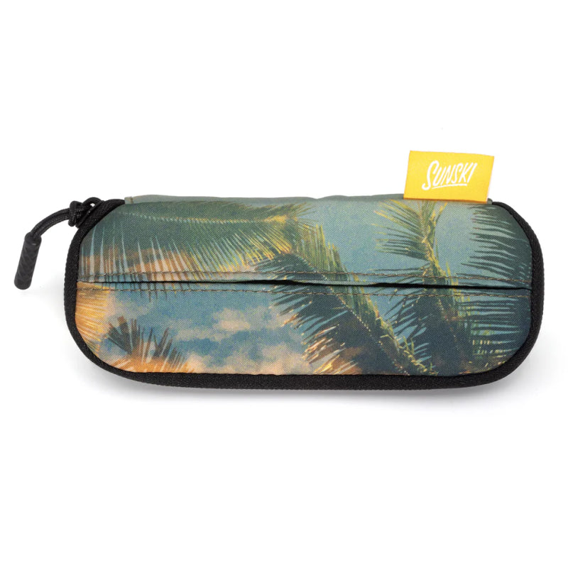 Pouch with palm tree design and Sunny label on a white background
