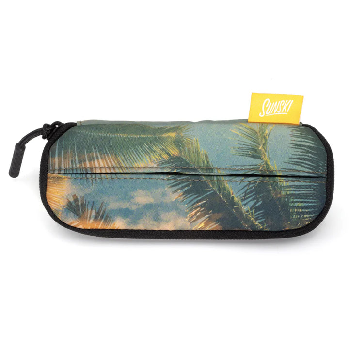 Pouch with palm tree design and Sunny label on a white background