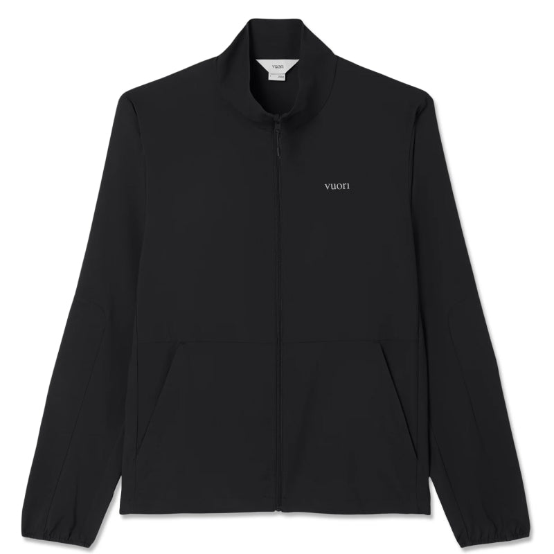 Black jacket with a brand logo on a white background