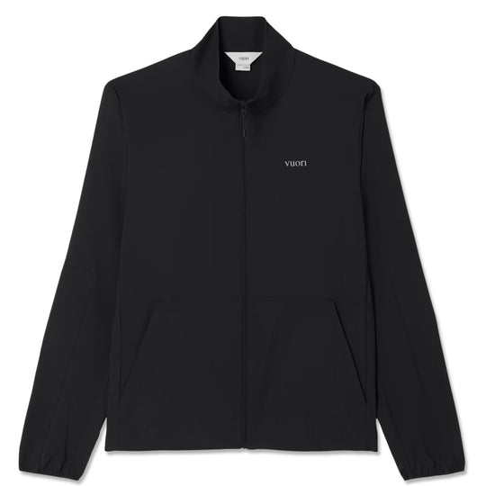 Black jacket with a brand logo on a white background