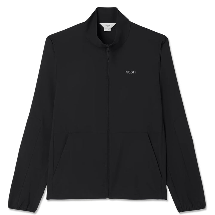 Black jacket with a brand logo on a white background
