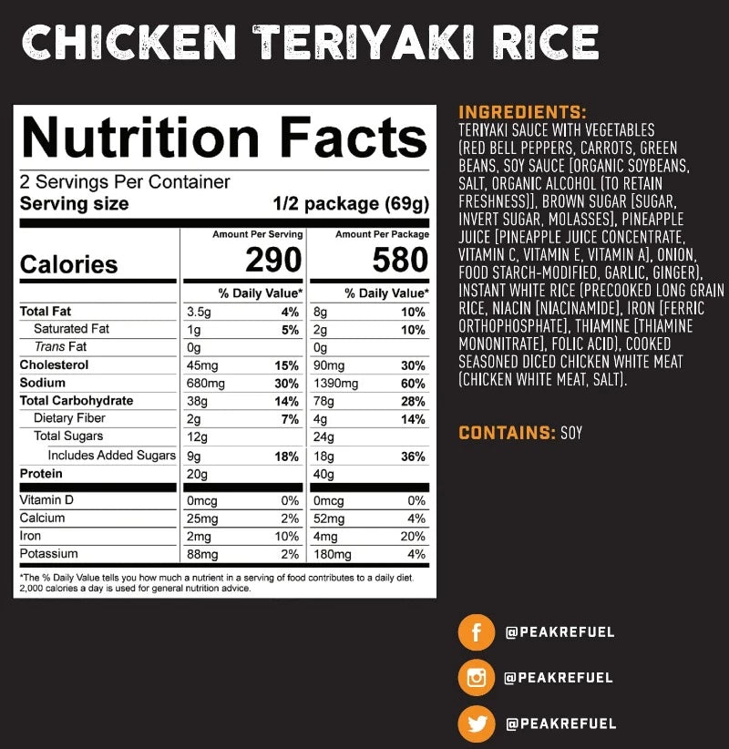 Peak Refuel Chicken Teriyaki Rice Meal
