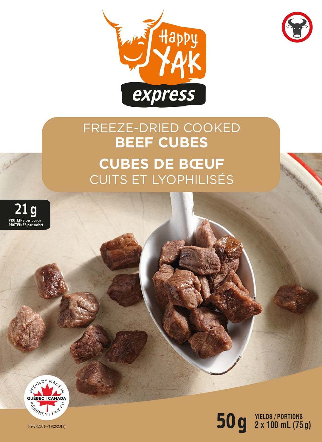 Happy Yak Freeze-Dried Cooked Beef Cubes (50g)