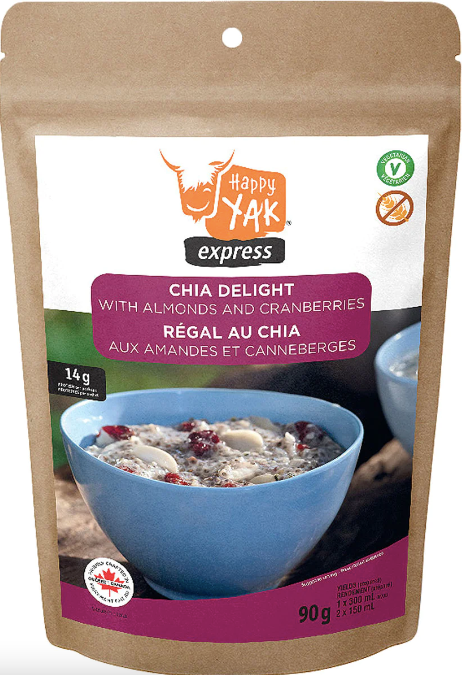 Happy Yak Chia Delight with Almonds and Cranberries - 1 Portion