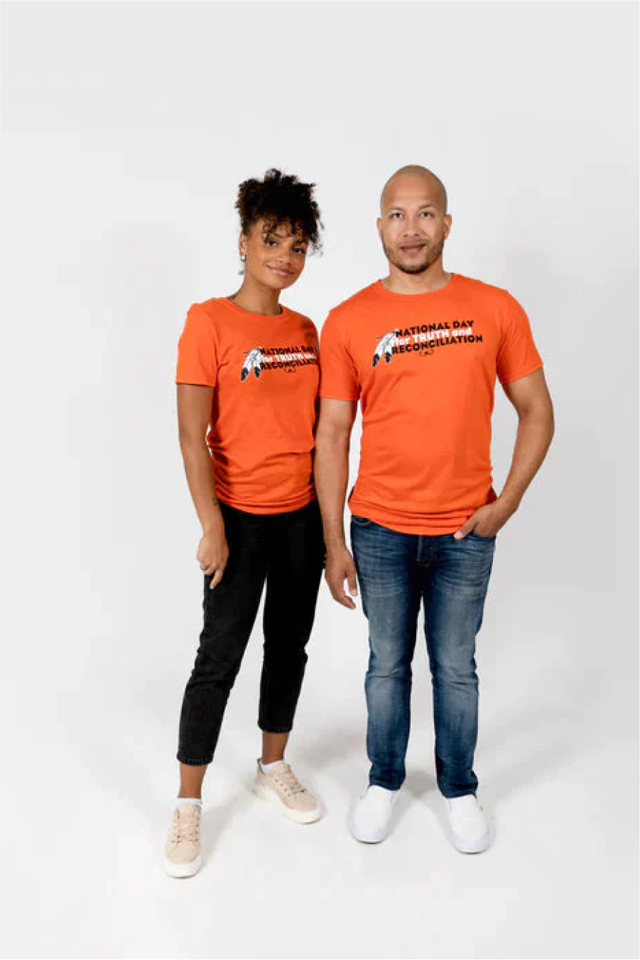 Muin X Stanfield's Adult Orange T-Shirt - National Day For Truth And Reconciliation "Feathers"