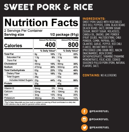 Peak Refuel Sweet Pork &amp; Rice Meal