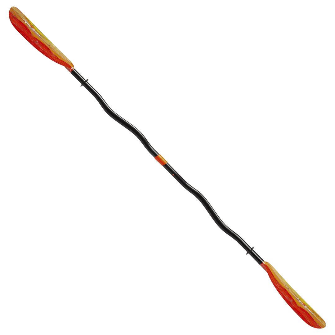 Pagaie de kayak à tige courbée en fibre de verre Aqua Bound Tango 2 pièces - Fuego Red Lam 230 cm