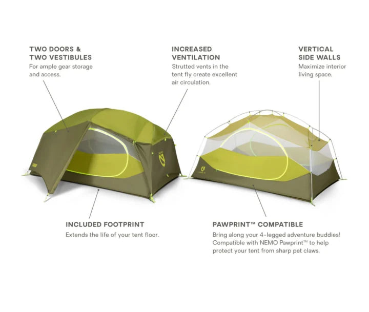 RENTAL - Tent 2P Nemo Aurora & Footprint