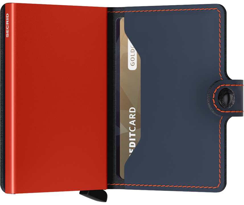 Secrid Mini Wallet - Matte Night Blue & Orange